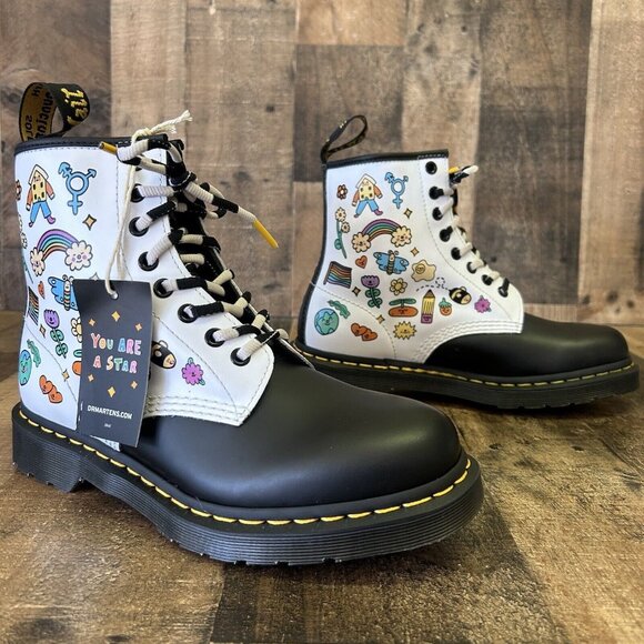 Dr. Martens 1460 Wednesday Holmes For Pride Ankle Leather Boots Mens 7 - Picture 1 of 12